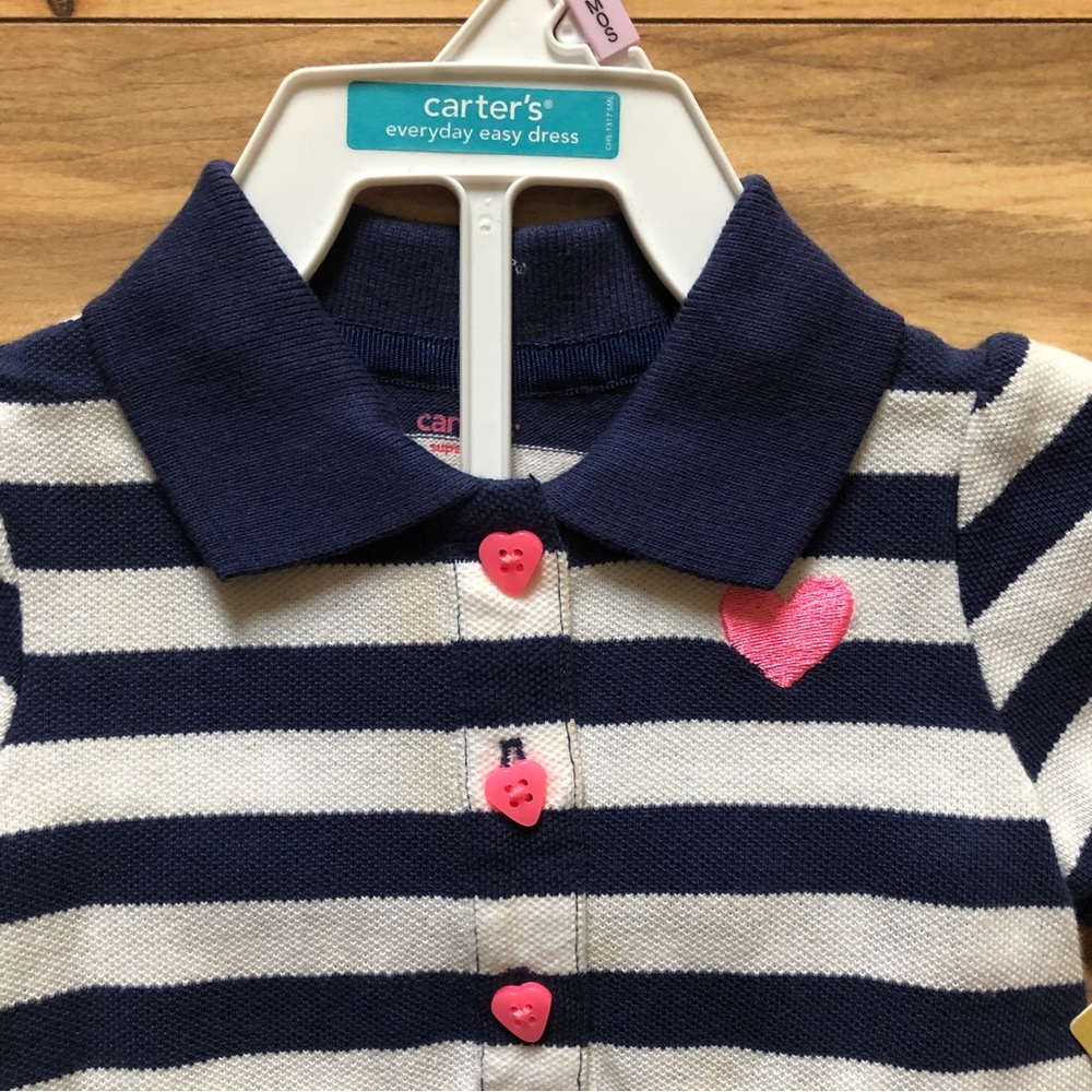 NWT Carter’s 2-Piece Baby Girl Striped Dress w/Diaper Cover (Size: 9 Months) - Picture 2 of 5
